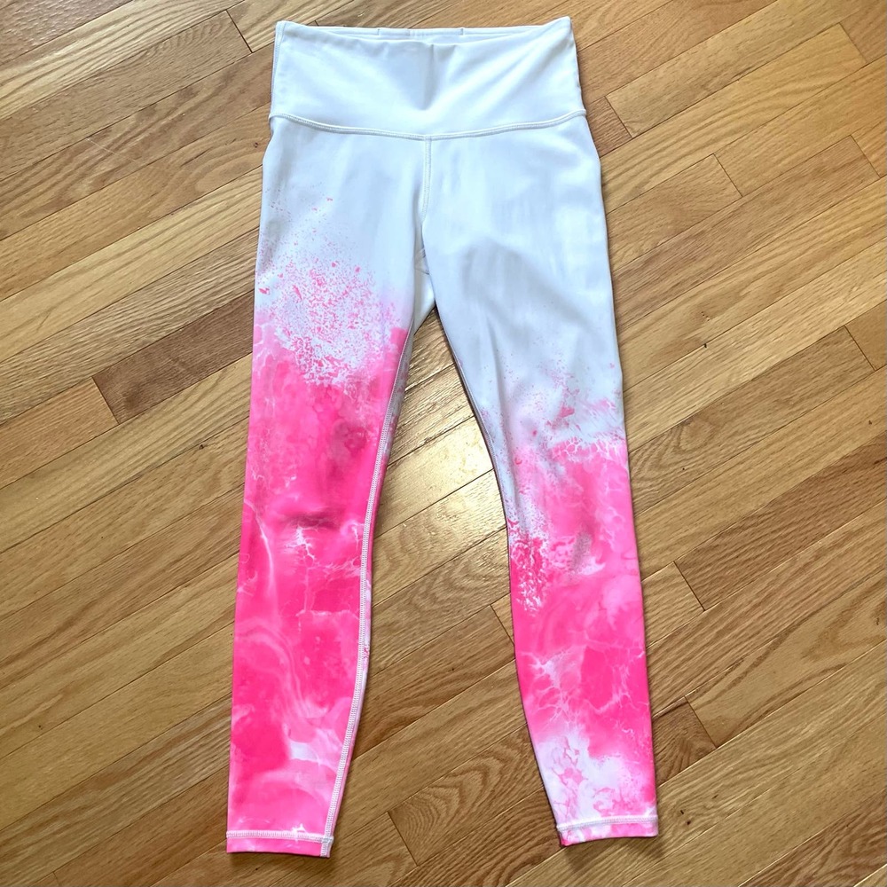 Athleta Elation Mineral 7/8 Leggings Pants XS Prism Pink White